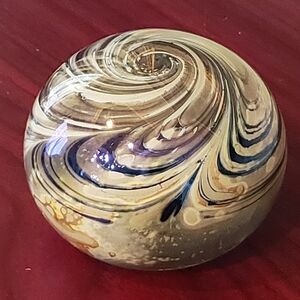 Swirled Glass Art Paperweight - Signed